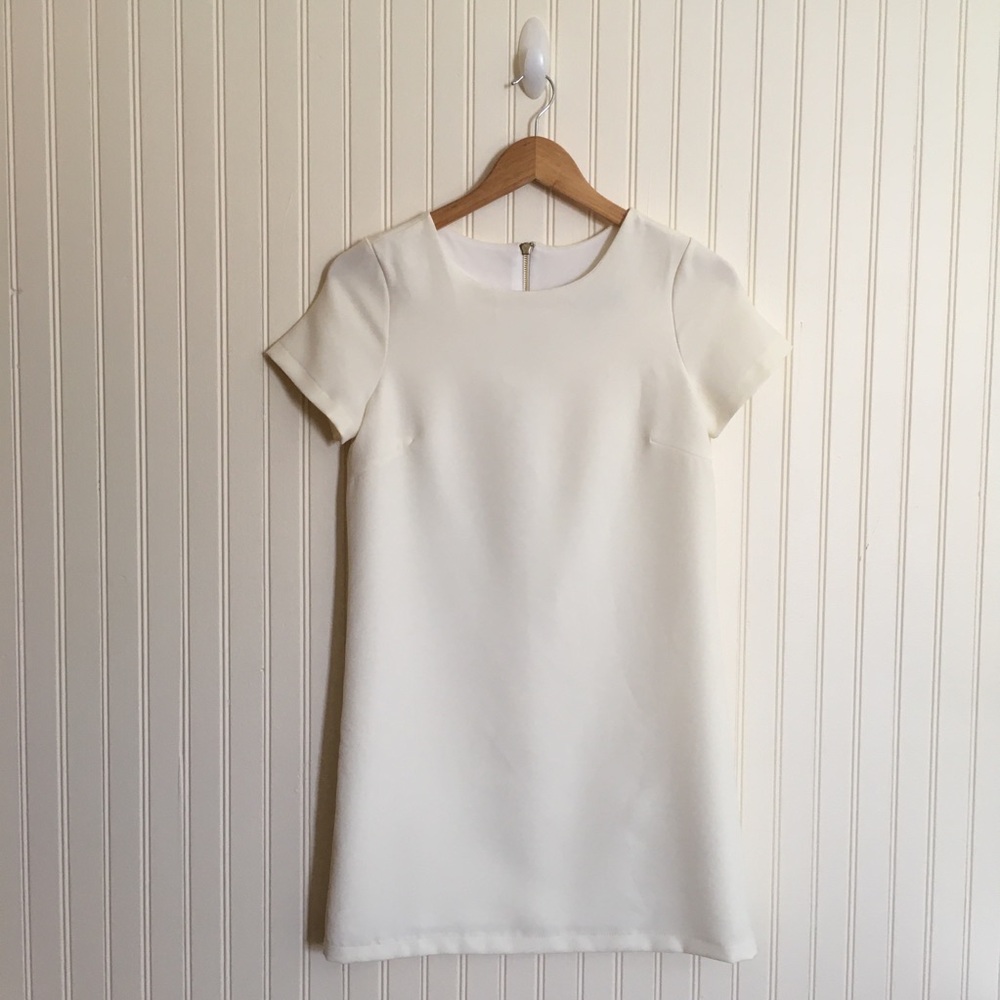 Lulus Shift and Shout mini short sleeve shift dress ivory size XS EUC